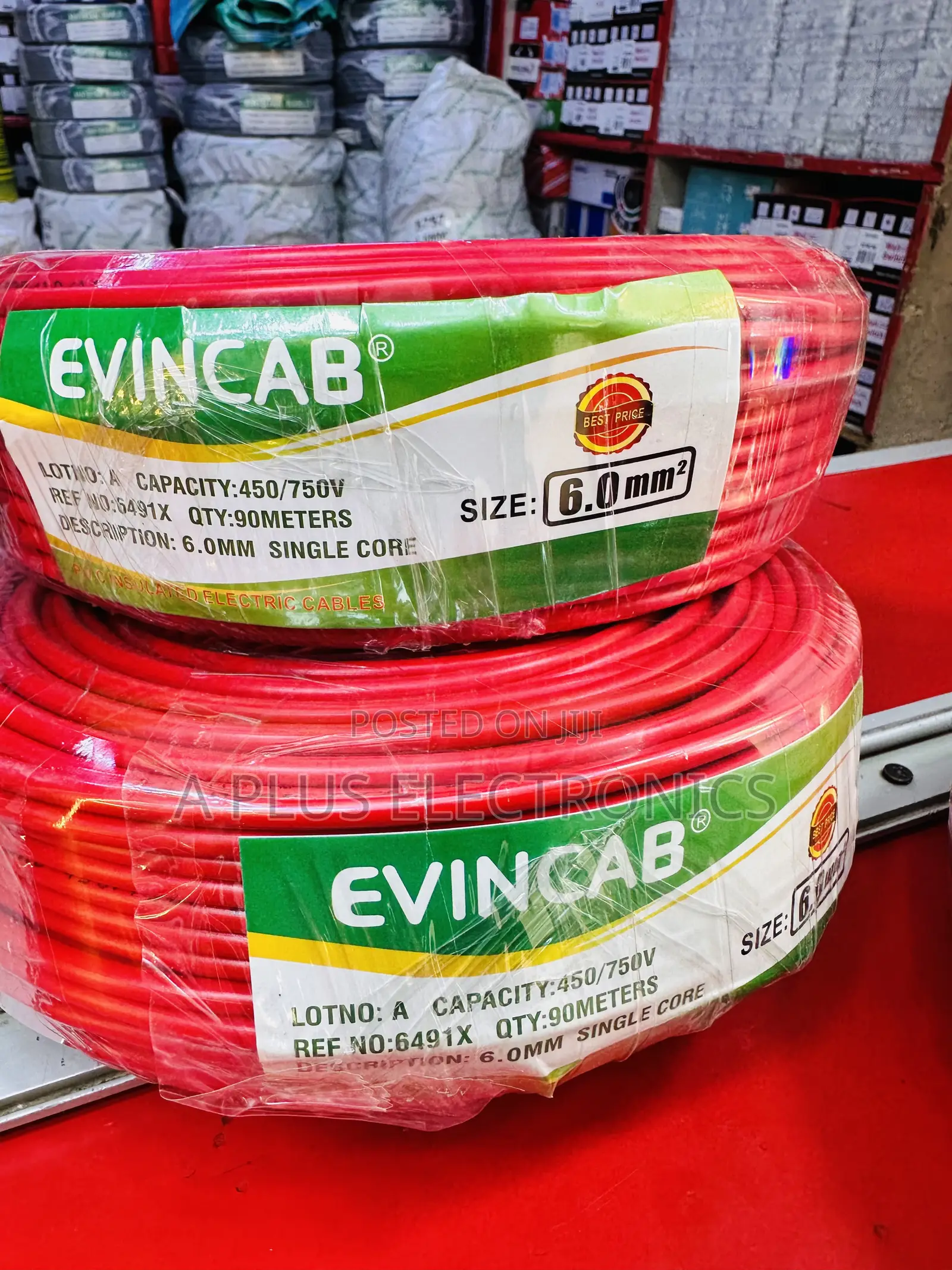 Evincab 6.0mm Single Core Wiring Cable 90m Wire(Red) – Original Copper