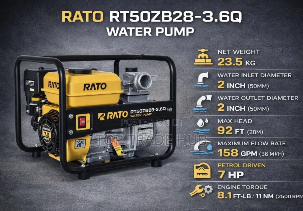 Heavy Duty Rato Petrol Water Pump 2 Inch 7hp 28m Head