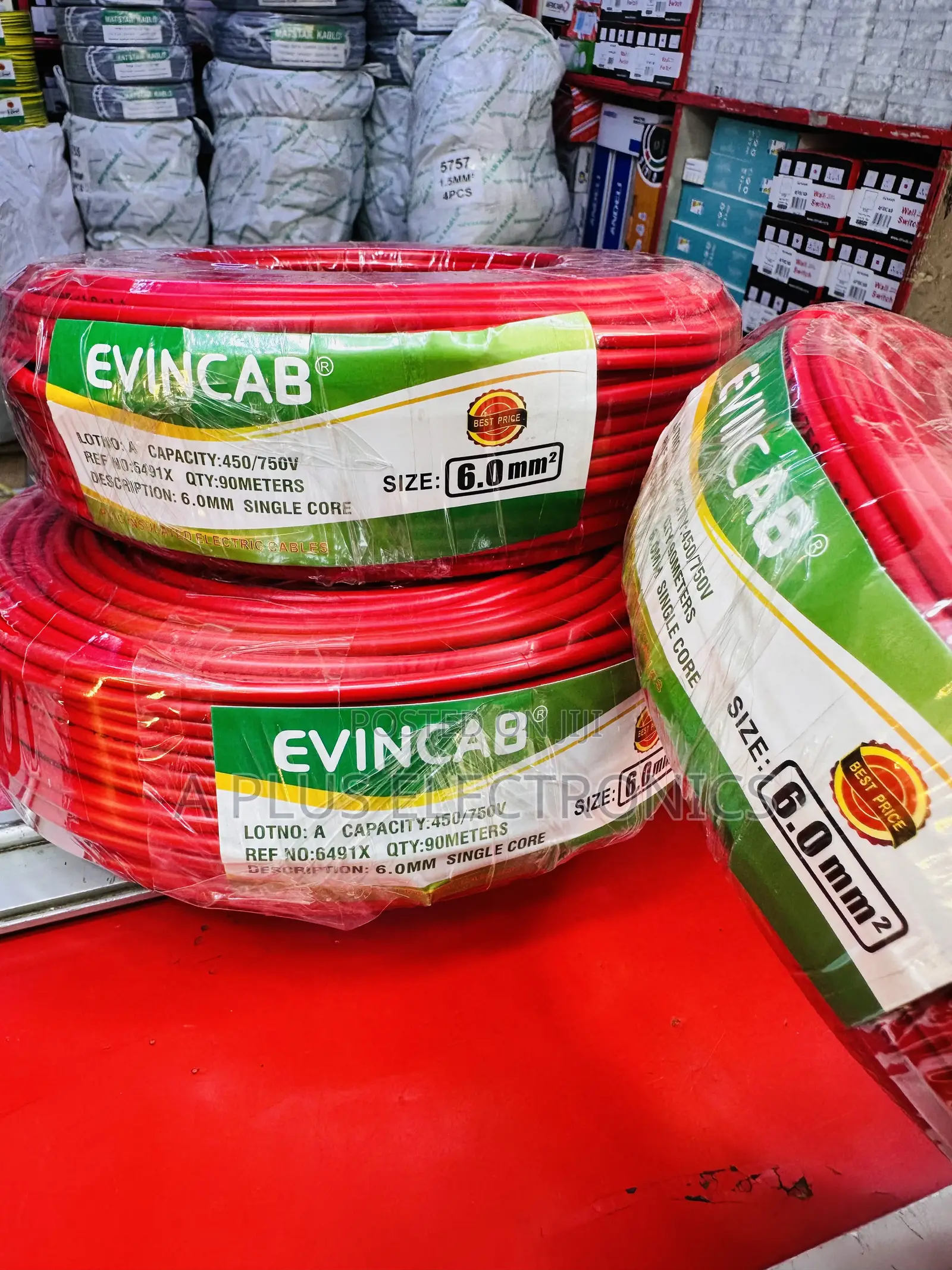 Evincab 6.0mm Single Core Wiring Cable 90m Wire(Red) – Heavy Duty