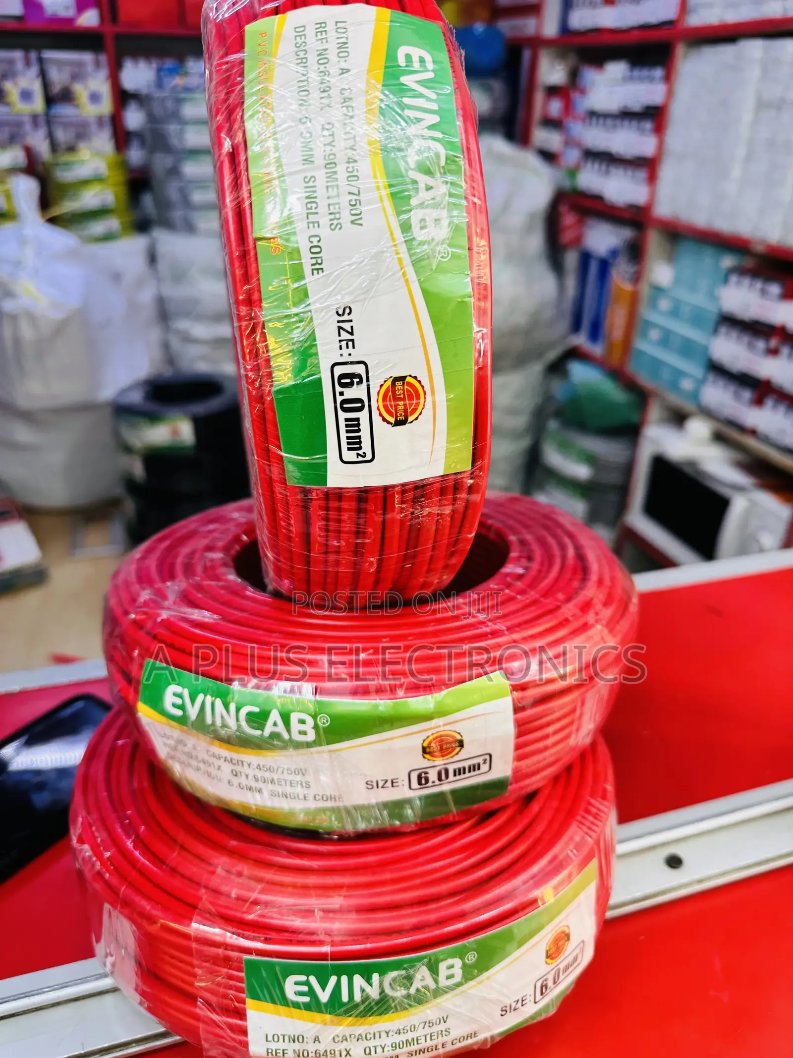 Evincab 6.0mm Single Core Wiring Cable 90m Wire(Red) – Heavy Duty
