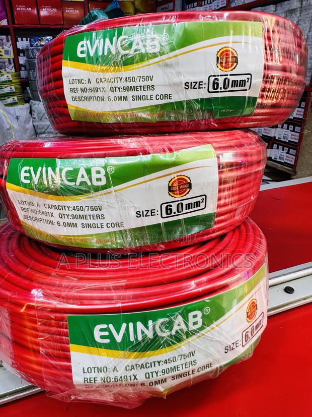 Evincab 6.0mm Single Core Wiring Cable 90m Wire(Red) – High Quality - thumbnail 2
