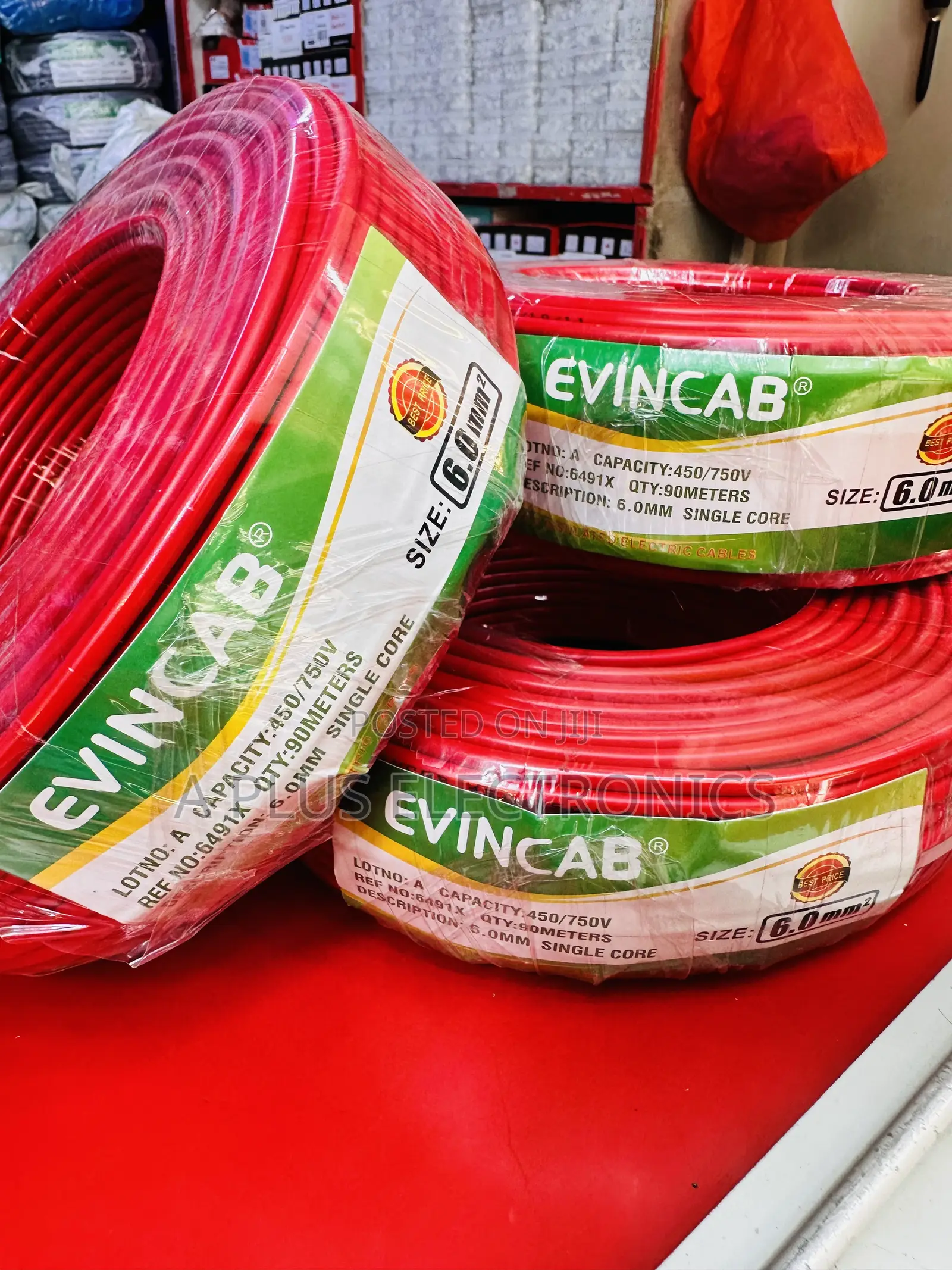 Evincab 6.0mm Single Core Wiring Cable 90m Wire(Red) – Durable Cable