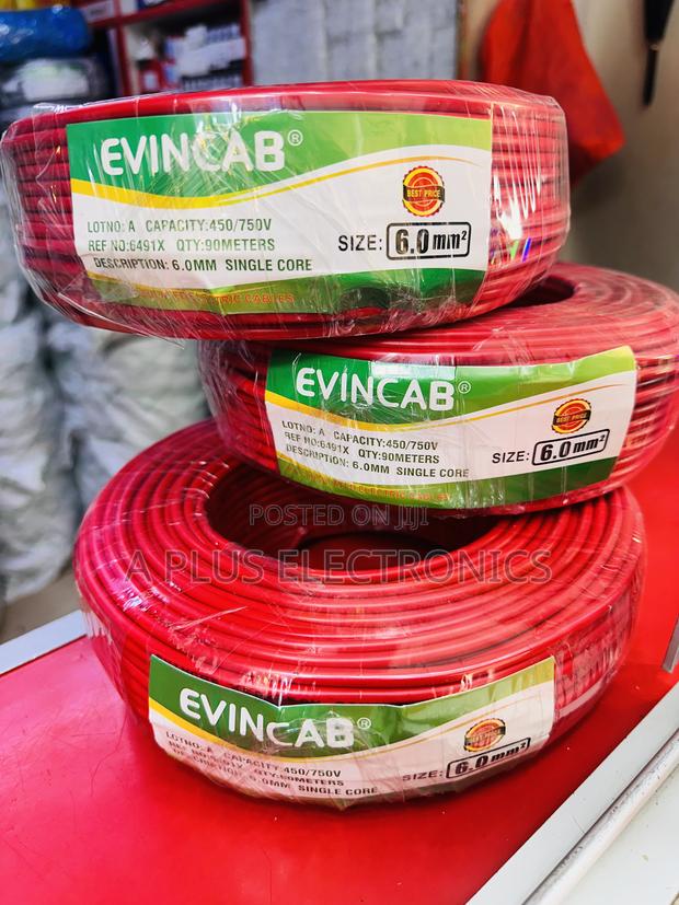 Evincab 6.0mm Single Core Wiring Cable 90m Wire Red-Professional Grade