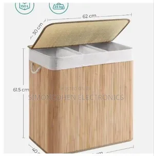 3 Grid Foldable Bamboo Laundry Basket
