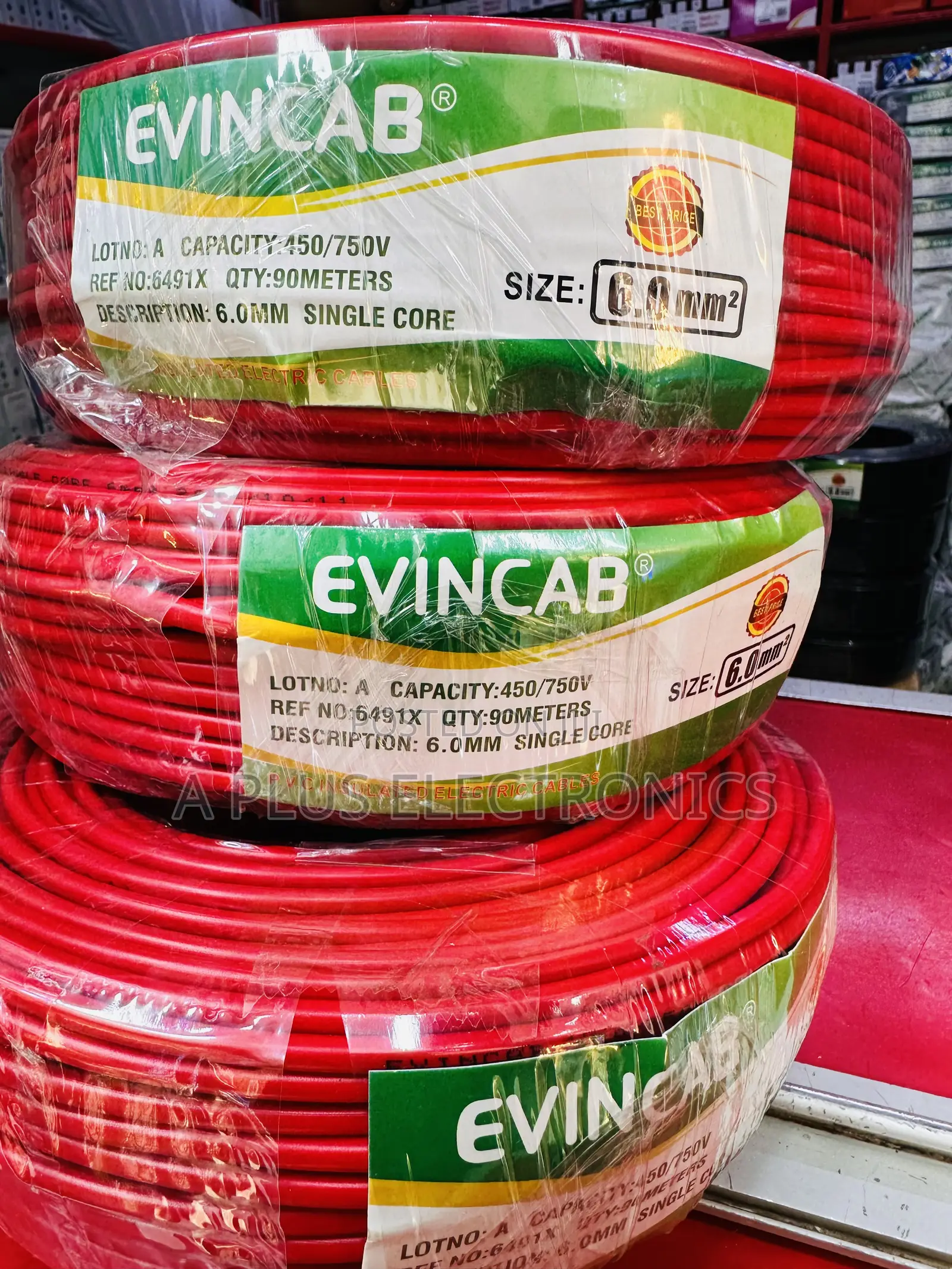 Evincab 6.0mm Single Core Wiring Cable 90m Wire(Red) –Safe Efficient