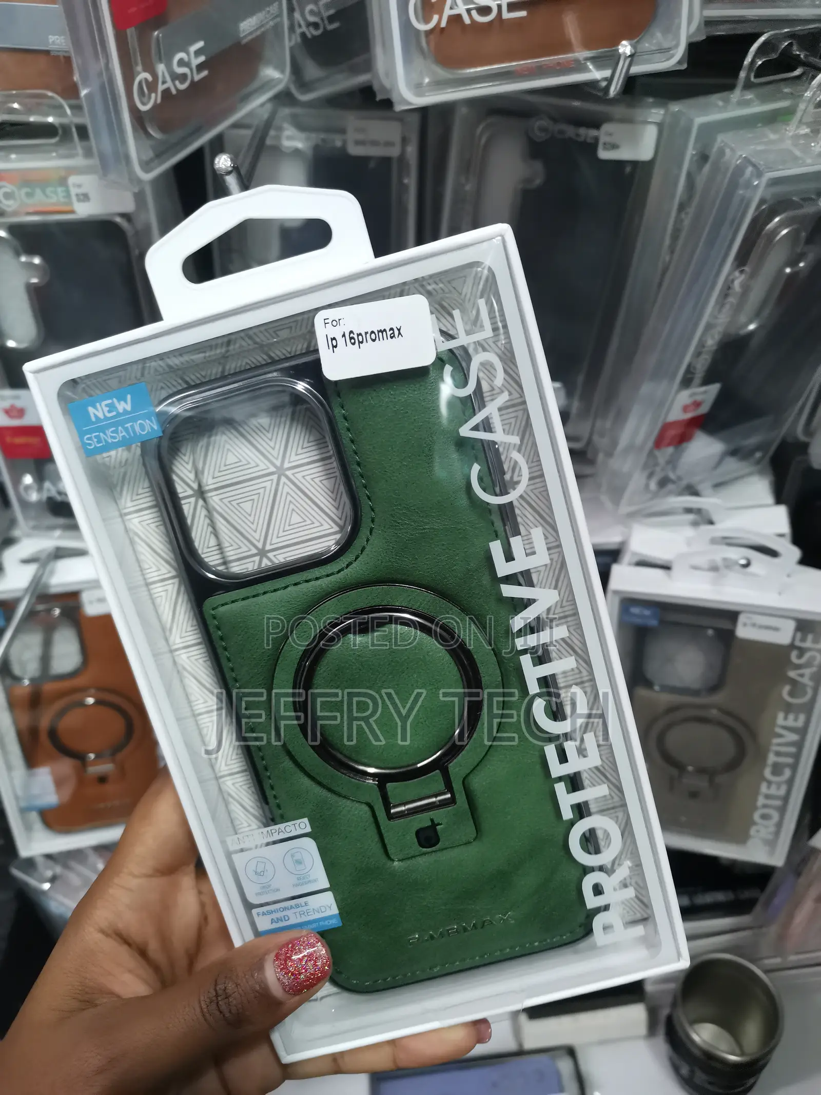 Newha iPhone 16 Pro Max Leather Case With Magnetic Invisible Stand