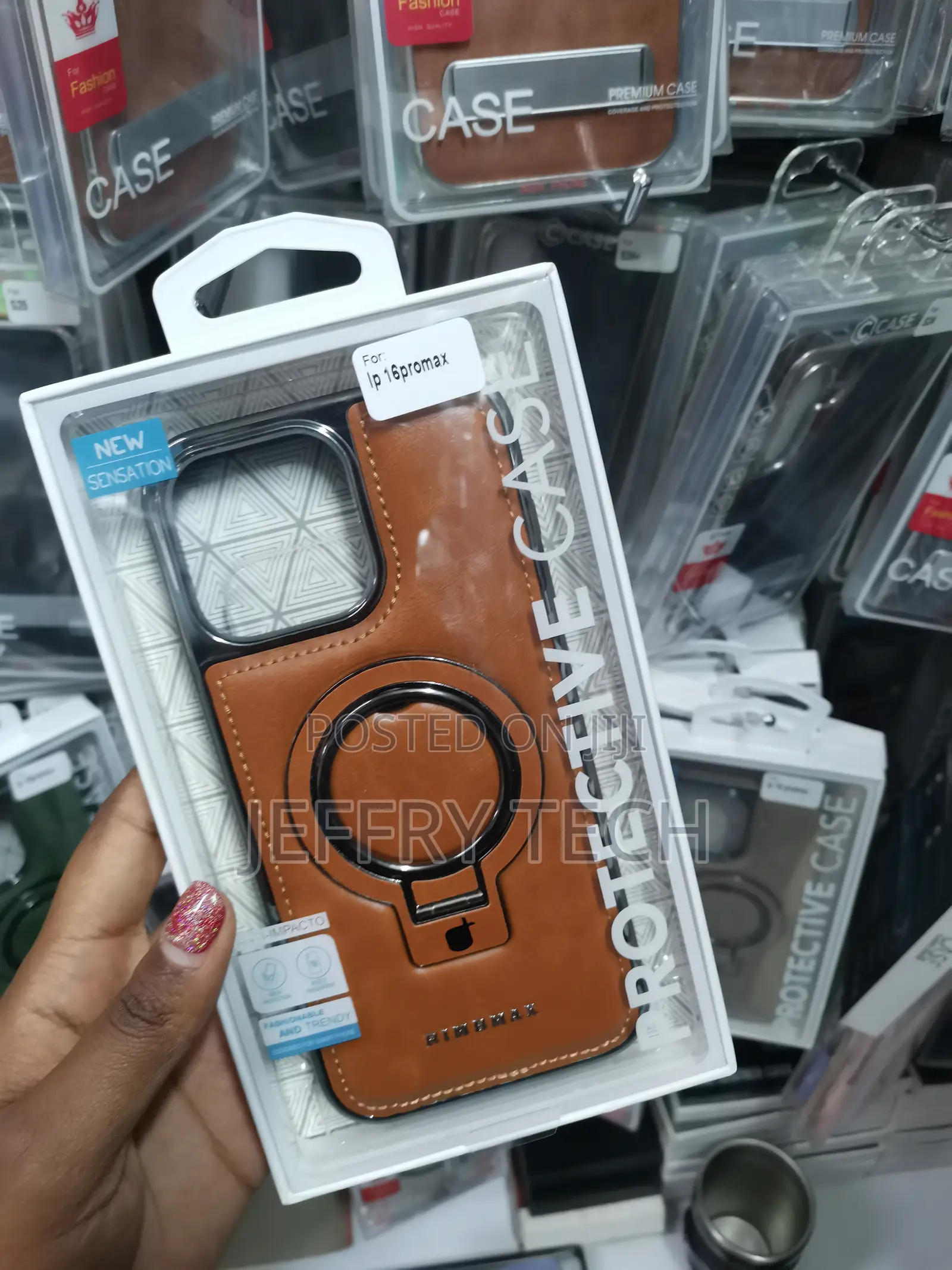 Vailer iPhone 16 Pro Max Leather Back Case With Invisible Stand