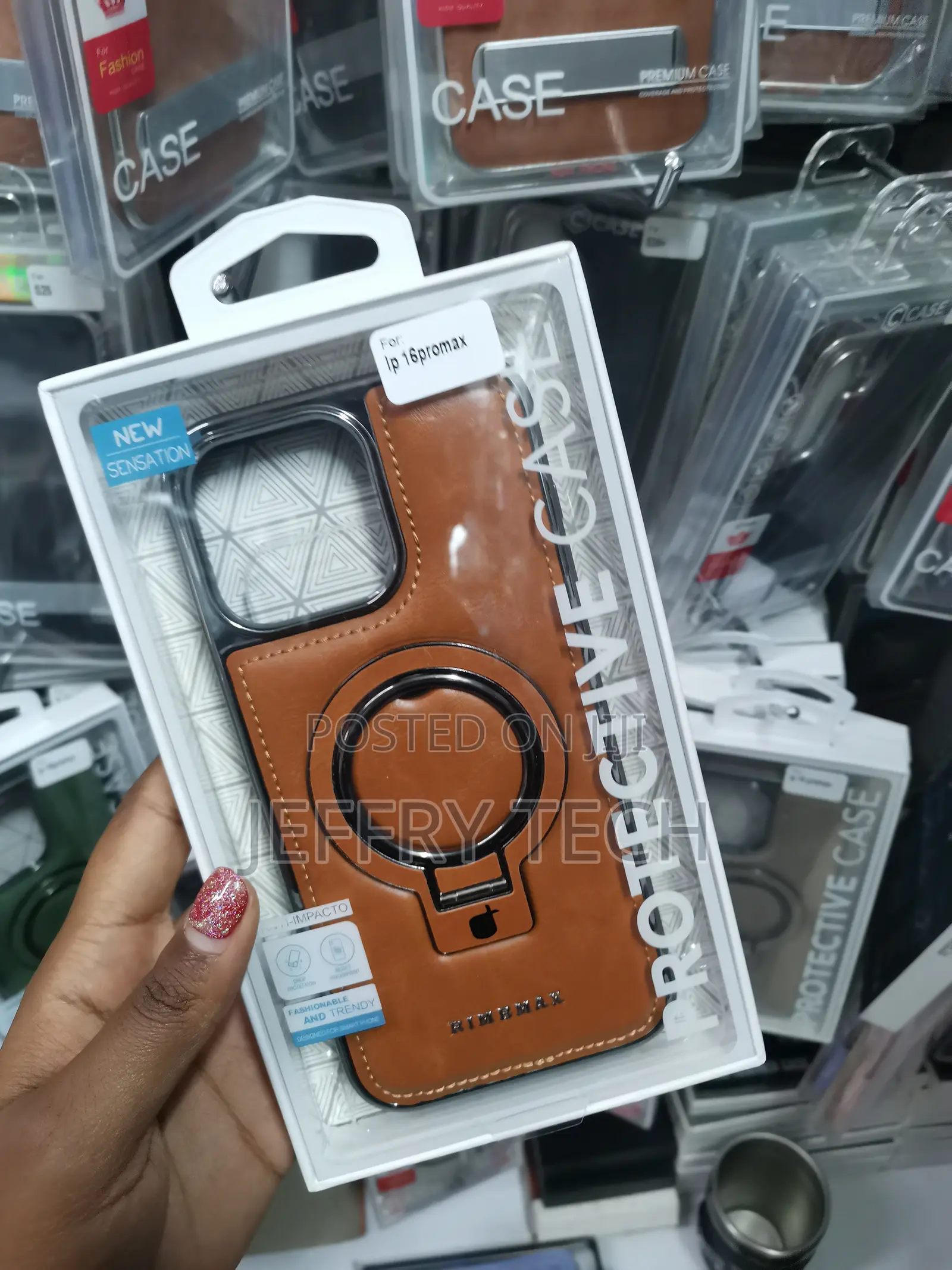 Vailer iPhone 16 Pro Max Leather Back Case With Invisible Stand