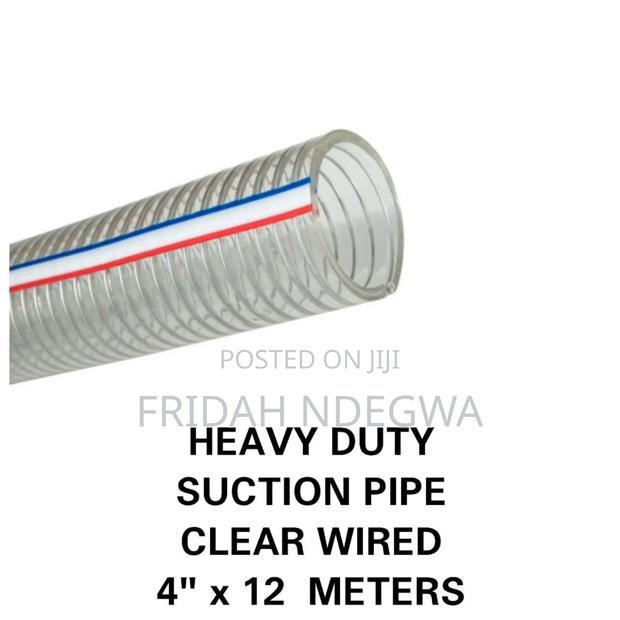 Heavy Duty Sunction Pipe Clear Wired 4" by 12 M