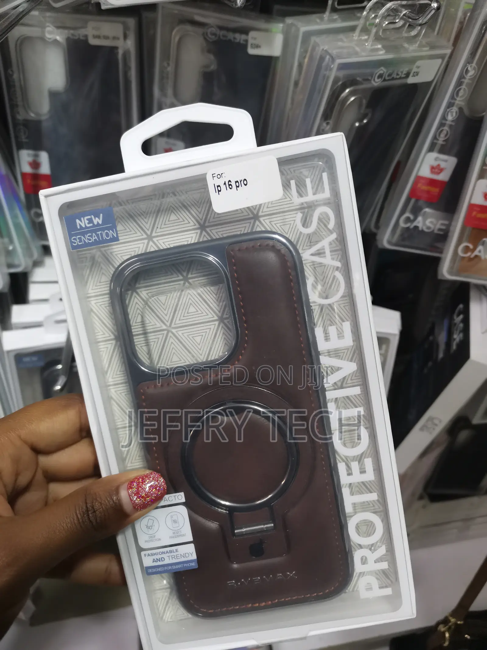 Hazde Magnetic iPhone 16 Pro Leather Case With Invisible Stand