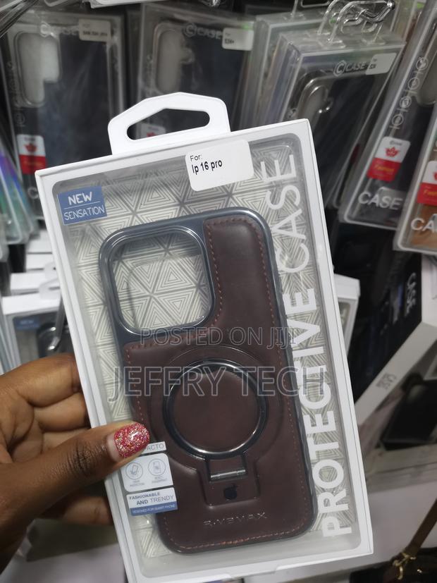 Hazde Magnetic iPhone 16 Pro Leather Case With Invisible Stand - main view