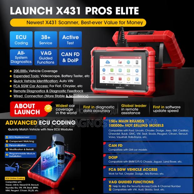 Launch X431 Pros Elite Advanced Vehicle Car Diagnosis, Coding Machine - main view