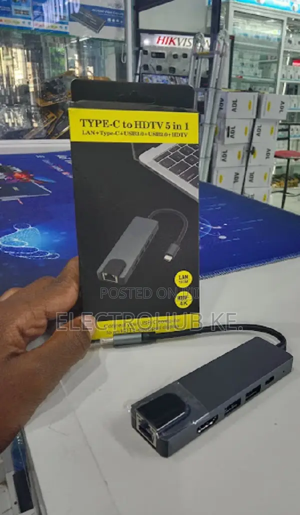 5 In 1 Usb C Hub Adapter - Hdmi, Rj45 Lan & Dual Usb