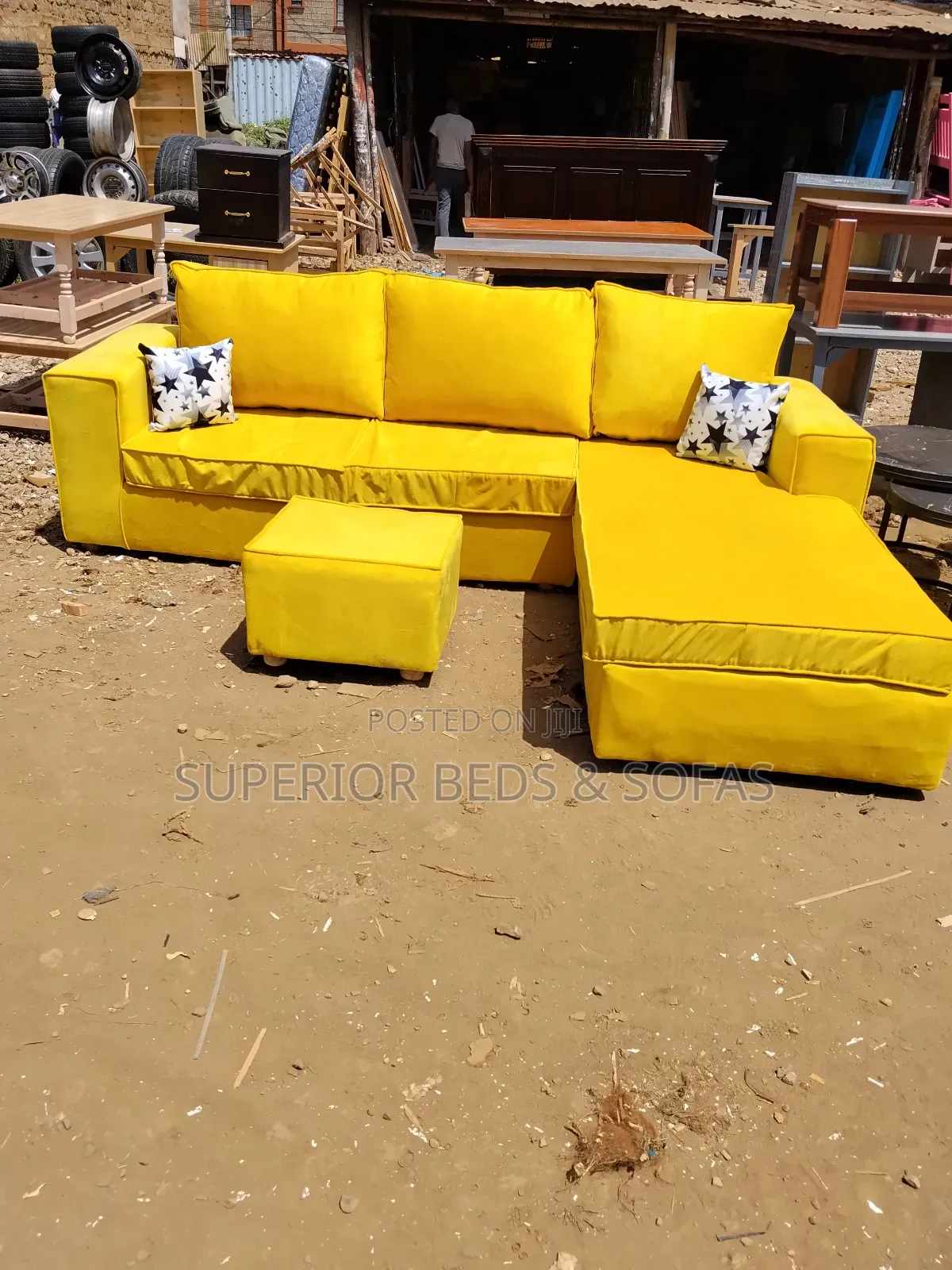 Mustard Yellow Modern Sectional 5-Seater Sofa