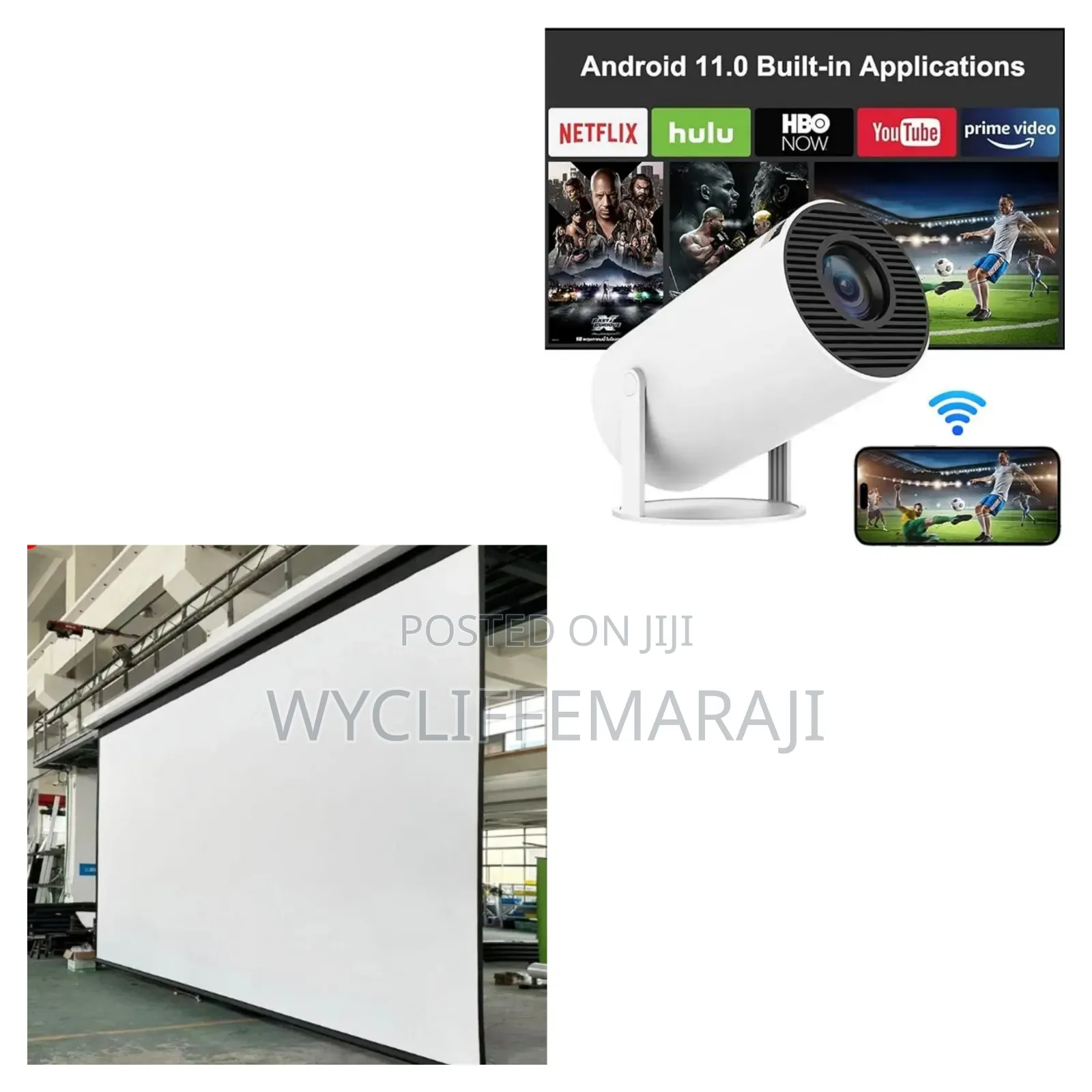Hy300 Projector Plus Free Fabric Projector Screen 100 Inch