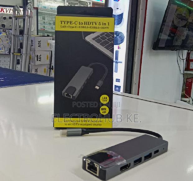 Premium Type C 5 In 1 Docking Hub With Hdmi 4k & Rj45
