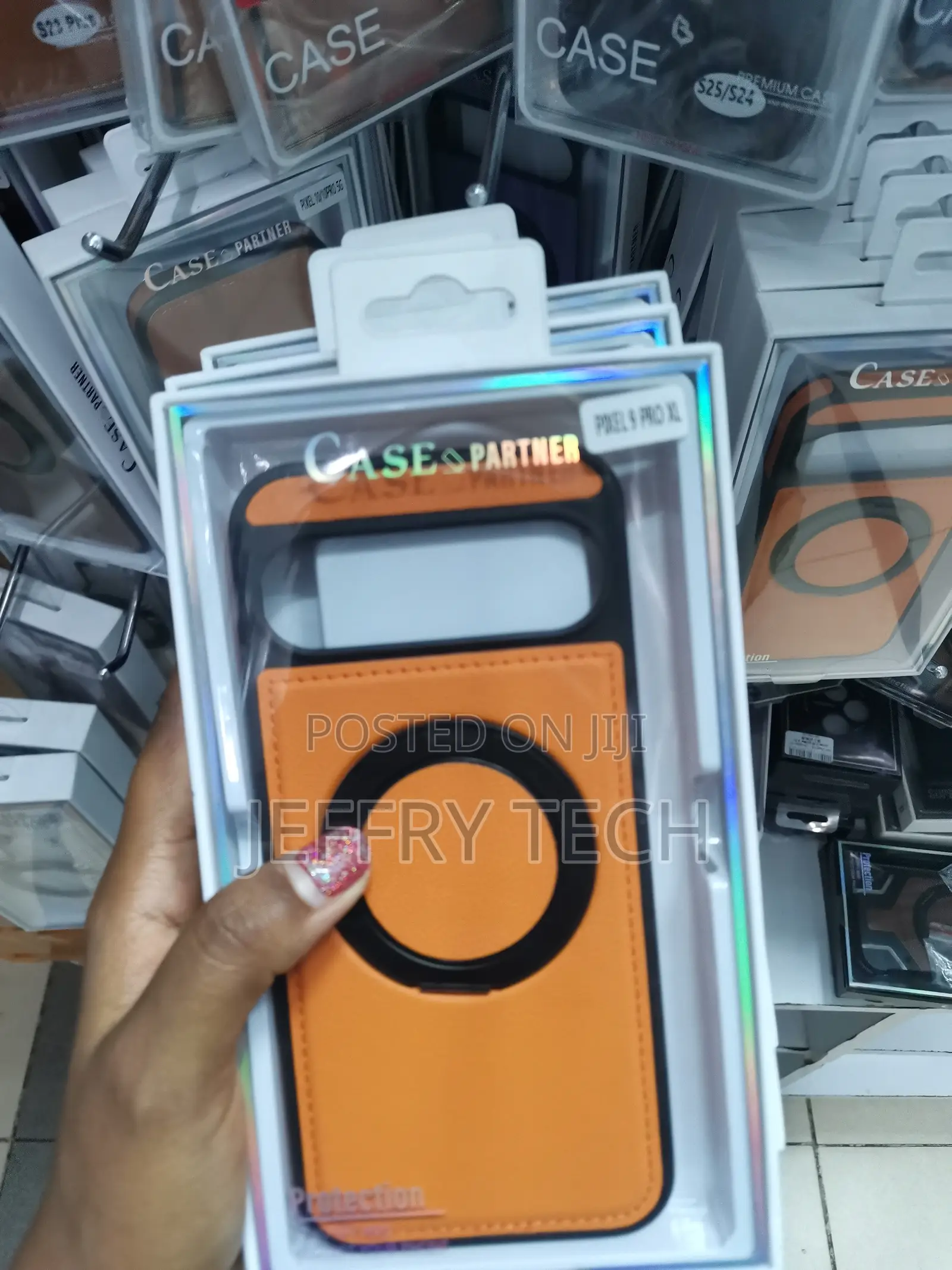 Ishoe Google Pixel 9 Pro Xl Magnetic Leather Case Metal Ring Stand