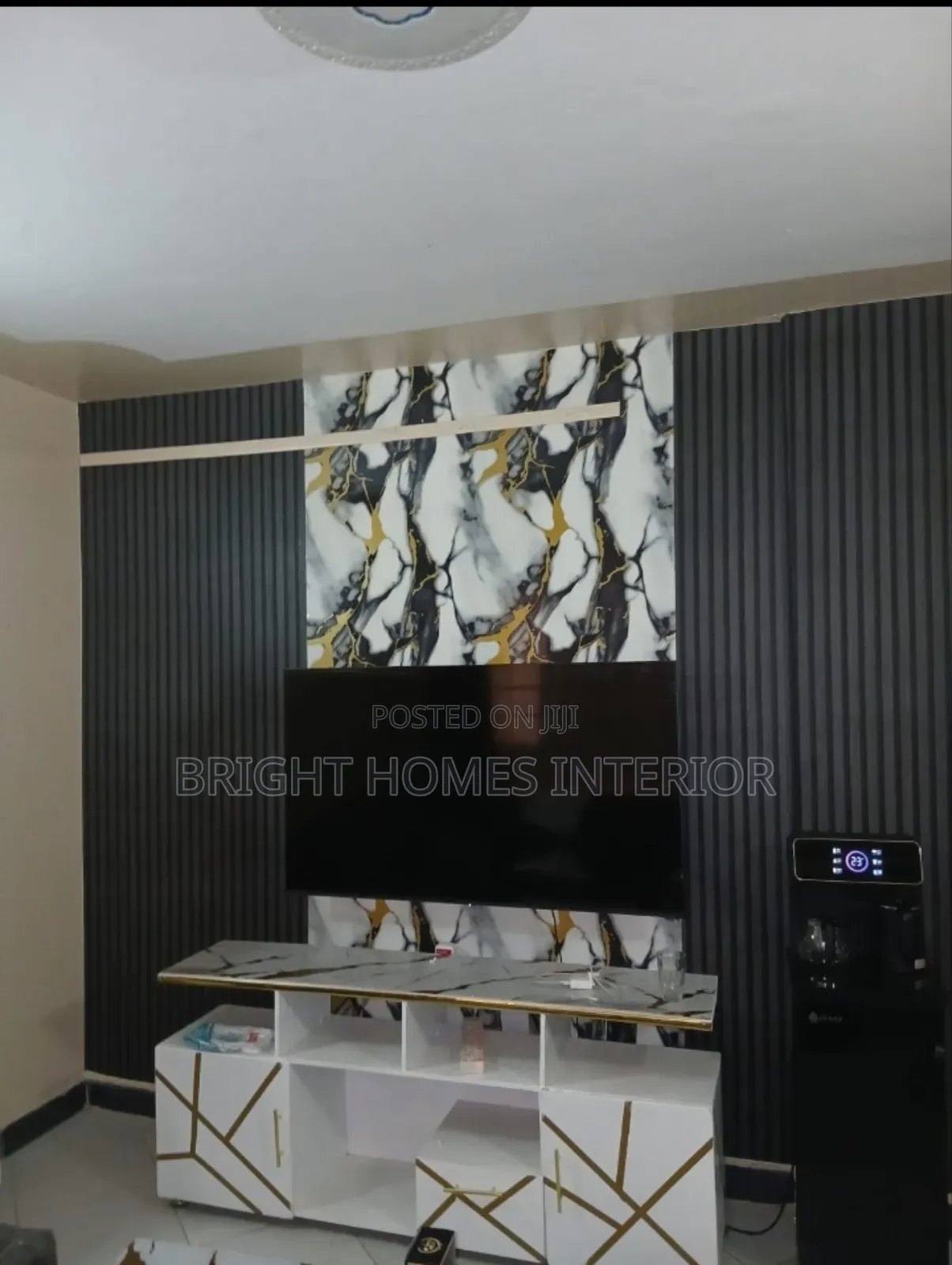 Marble Grey and Flutted Dark Grey Wallpaper