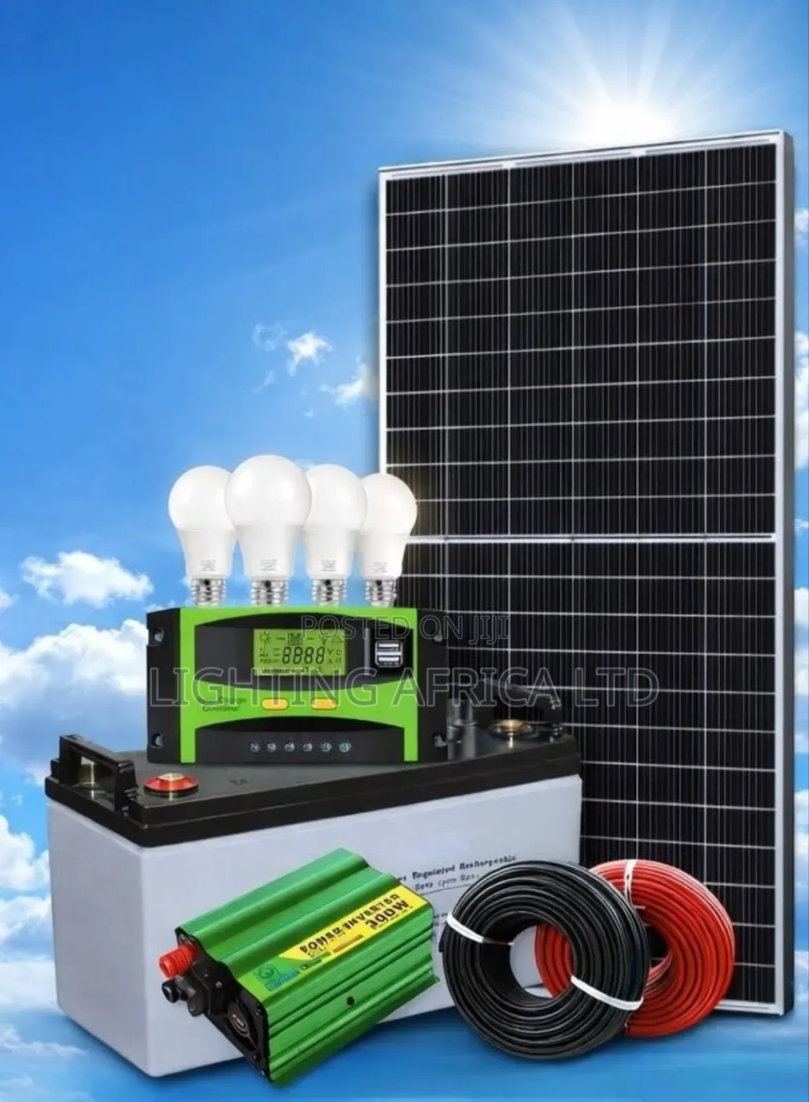 500w Solar - 200ah Battery -600w Inverter For(Tv 43",8 Light's Wifi)