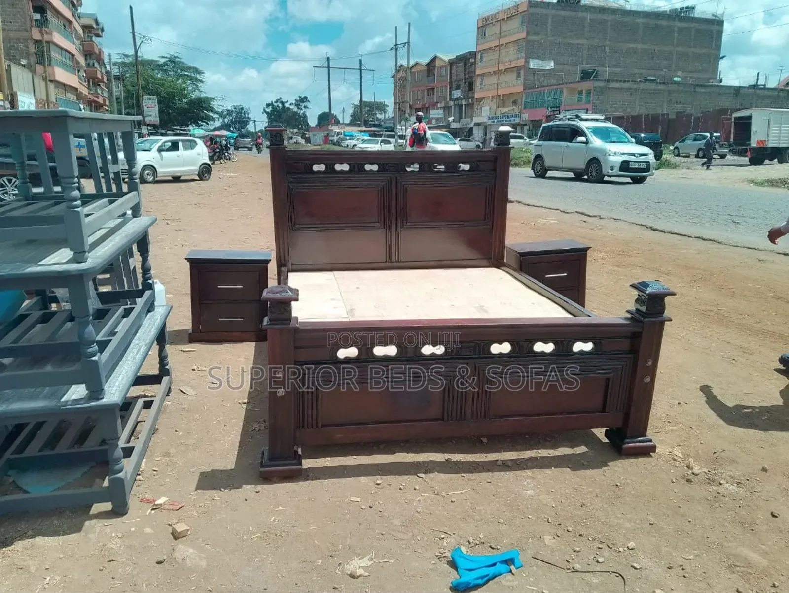 5x6 Hardwood Bed With Sideboxes on Flash Sale