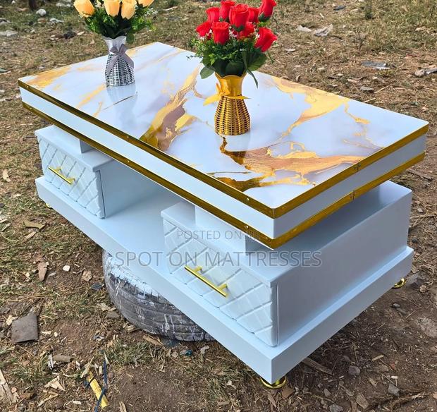 Classic White Living Room Table With Drawers + Free Delivery. - main view