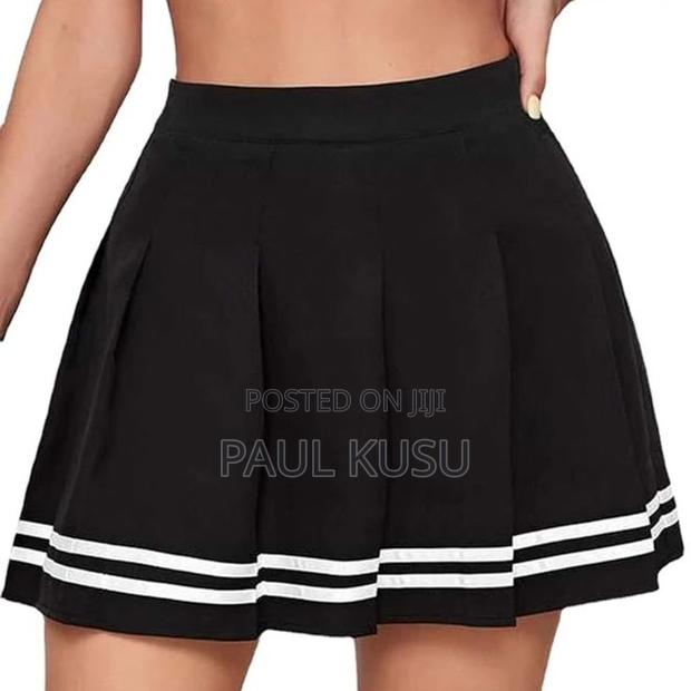 Black Pleated Tennis Skirt With Stripes Available in Several Sizes