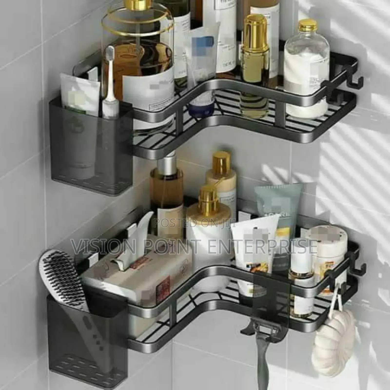 2 PCS Bathroom Shower Caddy With Toothbrush Holder