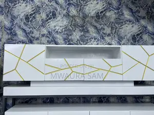 Luxury White Gold Tv Stand - Executive 6ft Design