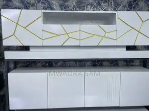 Luxury White Gold Tv Stand - Executive 6ft Design