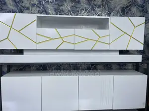 Luxury White Gold Tv Stand - Executive 6ft Design