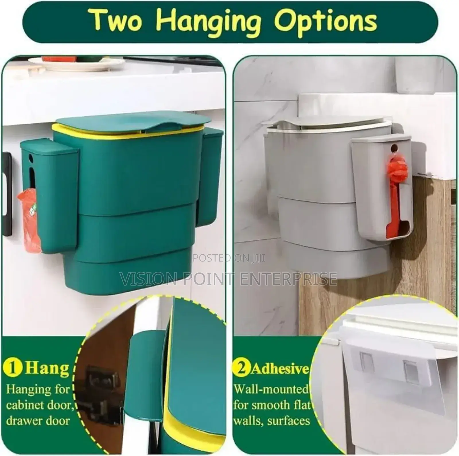*Foldable Kitchen Hanging Dustbin With 2 Trash Bags Storage Cans