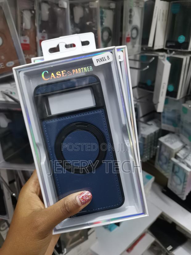 Angda Google Pixel 8 Leather Back Case With Magnetic Invisible Stand - thumbnail 3