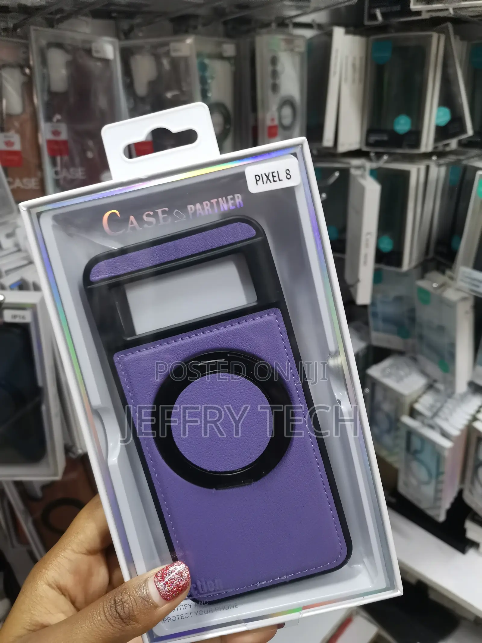 Sifan Leather Case for Google Pixel 8 With Magnetic Ring Stand