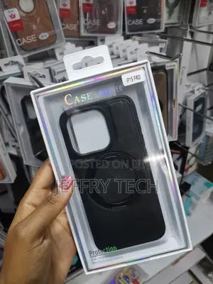 Exnox Leather Back Case Built-in Invisible Stand for iPhone 15 Pro
