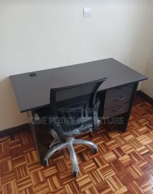 Set of Black Desk and Chair Available