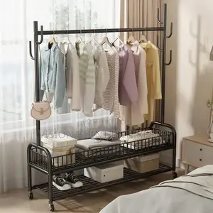 *Sturdy Clothes Rack With Storage Basket