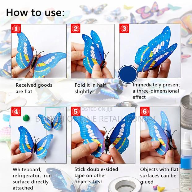12pcs 3d Butterfly Wall Decals Colorful Removable Stickers Decor Home - thumbnail 2