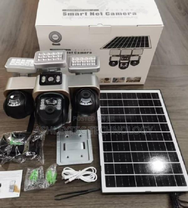 V380 Triple Lens Three Screens Camera Solar Powered - Human Detection