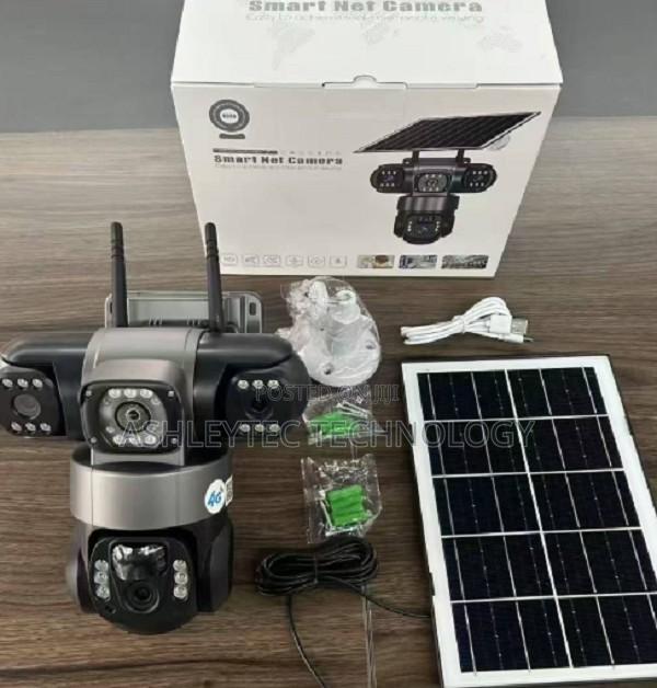 V380 Triple Lens Three Screens Camera Solar Powered - Human Detection