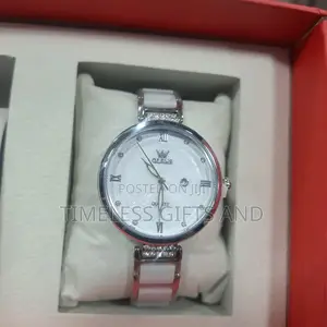Olevs White Ceramic Ladies Watch Bracelet Set
