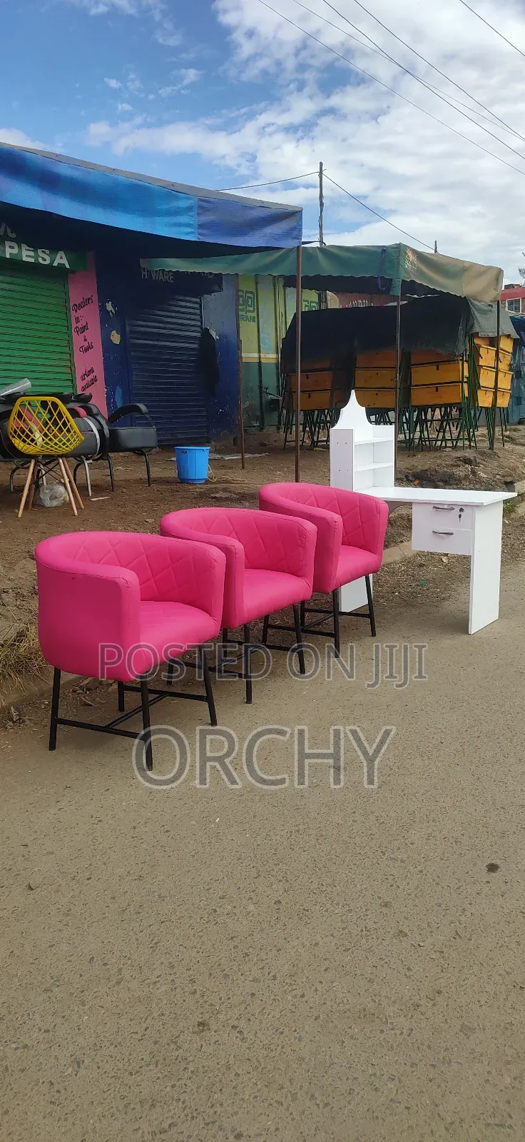 3 Pink Manicure Seats/ Salon Seats