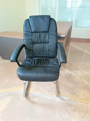 Modern Executive Leather Cantilever Chair With Padded Arms