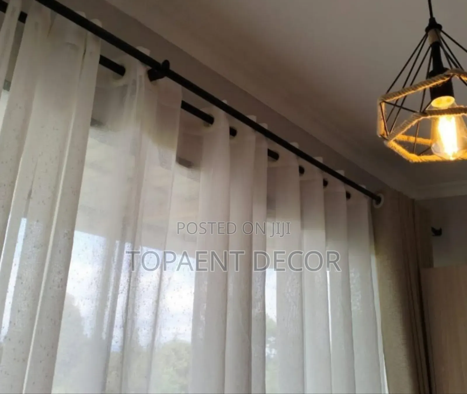 Plain White Window Ring Tape Sheers