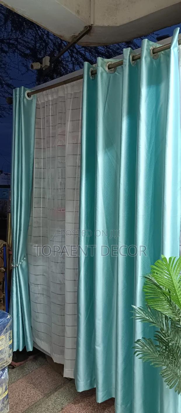 Total Blackout Blue Window Curtains And Matching Sheer - main view