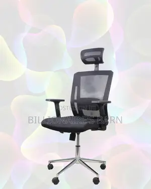 Adjustable Headrest Work Chair for Office — Chrome Base Stability