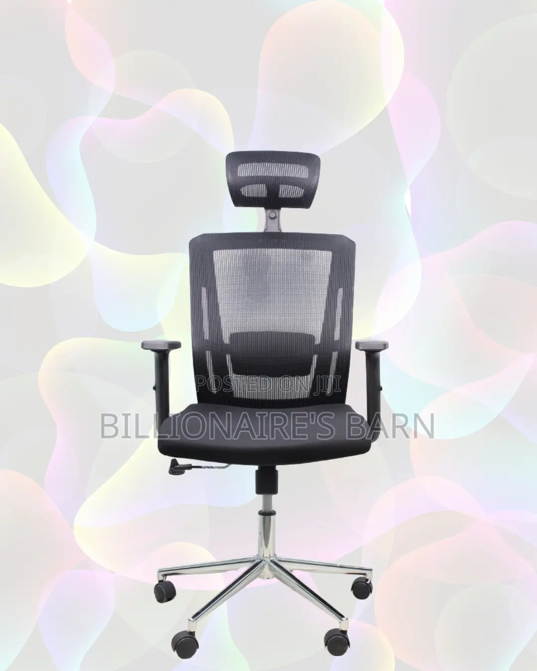 Adjustable Headrest Work Chair for Office — Chrome Base Stability