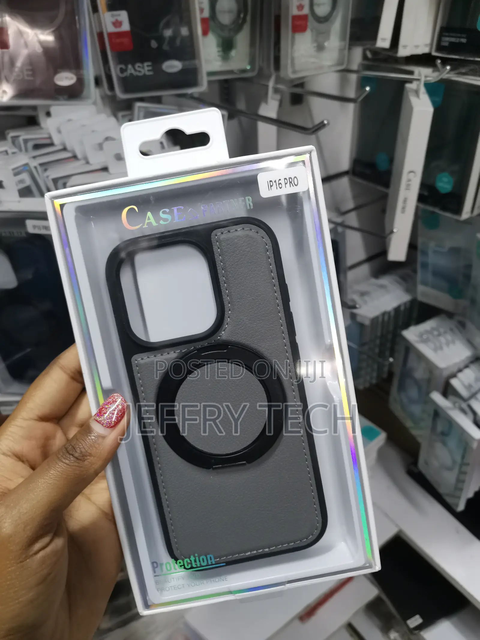 Sevio Leather Magnetic Invisible Stand Back Case for iPhone 16 Pro