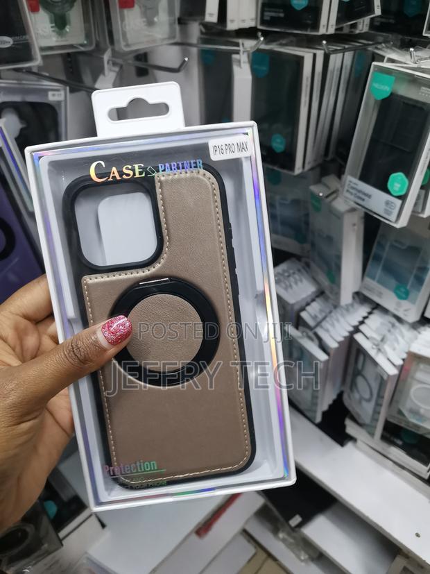 Halpe iPhone 16 Pro Max Leather Back Case With Magsafe Invisible Stand - main view