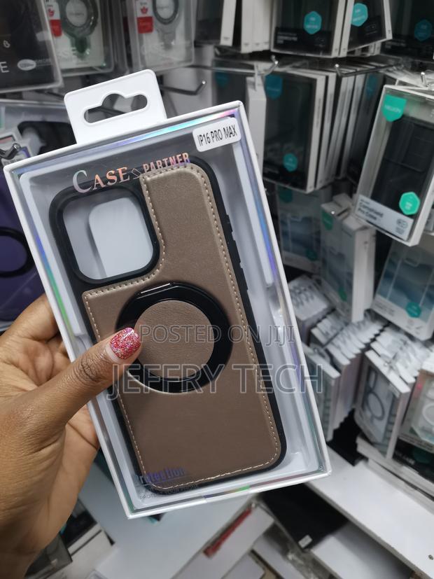 Halpe iPhone 16 Pro Max Leather Back Case With Magsafe Invisible Stand - thumbnail 2