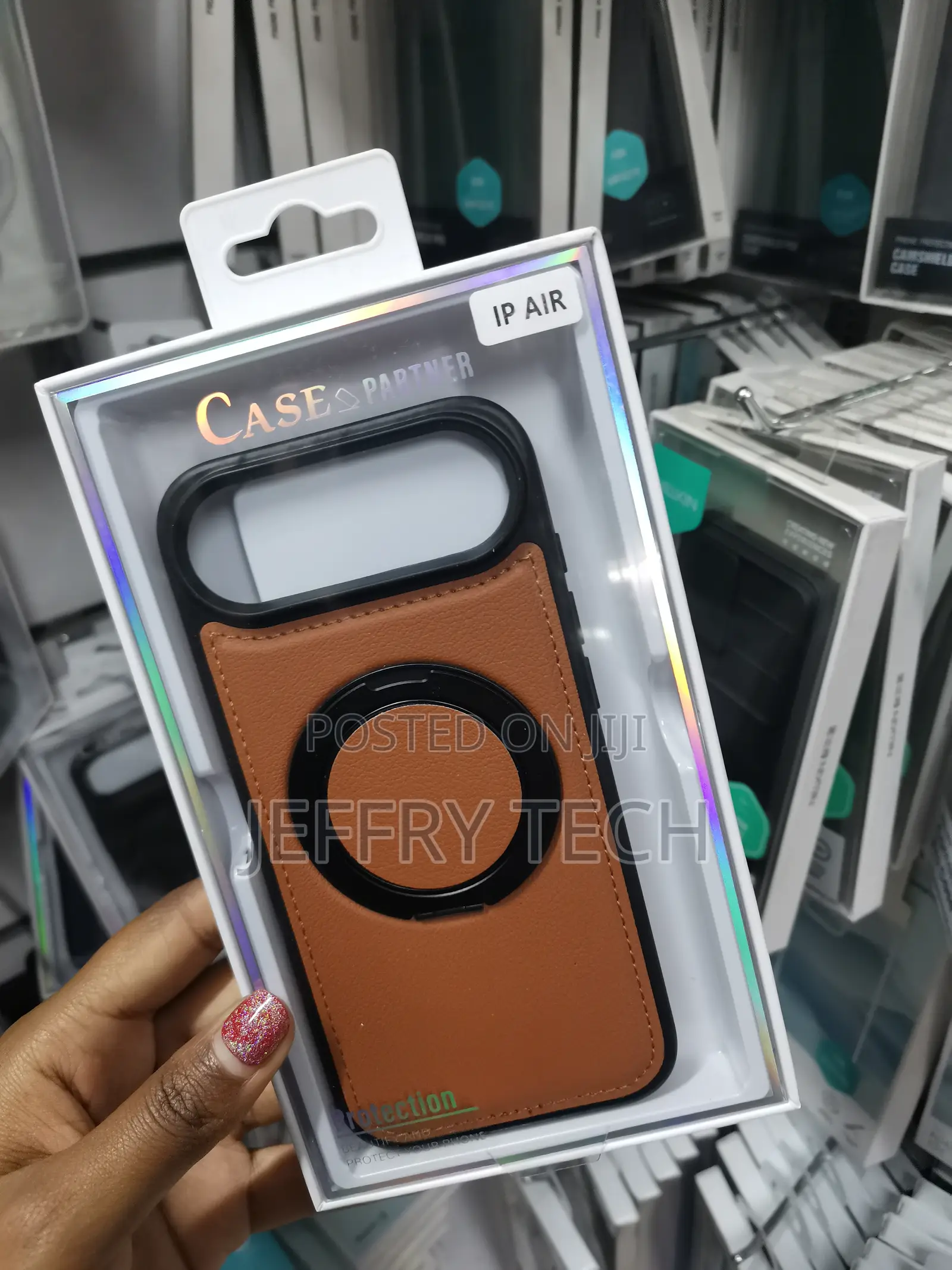 Massiy Leather iPhone Air Case Cover Built-in Magsafe Invisible Stand